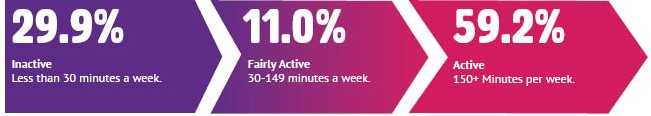 29.9% inactive, 11.0% fairly active, 59.2% active