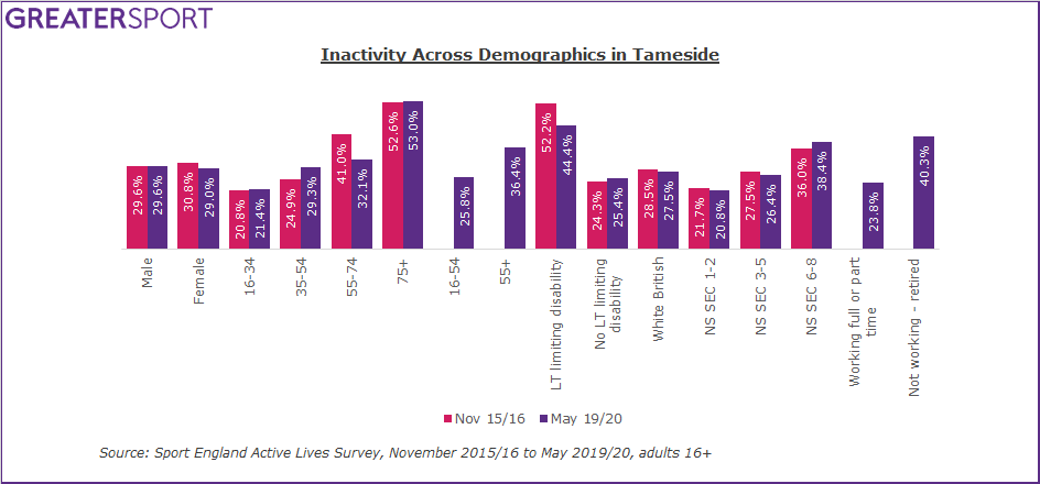 Tameside inactivity by demographic